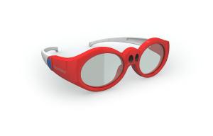 Quality Custom Kids Lcd Lenses DLP Link 3D Glasses For TV Red Frame 120Hz wholesale