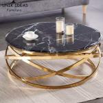 Smart Style Luxury Coffee Table Stainless Steel Frame Marble Top For Living Room