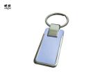 Square Hot Press PU Key Chain Rings Leather , Custom Logo Leather Strap Keychain