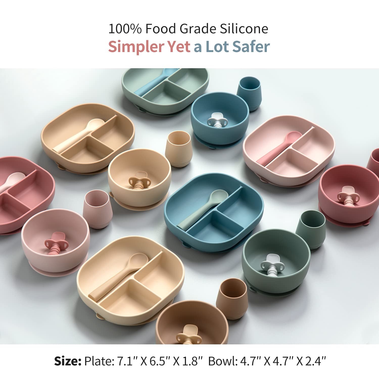 Leakproof Durable Suction Plates And Bowls , Harmless Silicone Baby Bowls Suction