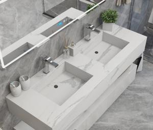 Quality Bianco Carrara Engineering Stone Bathroom Vanity Countertops wholesale