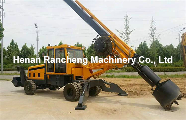 Wheel Type Square Rod Rotary Drilling Rig Pile Driver Machine Piling Post Ground Screw Fence Hydraulic Equipment