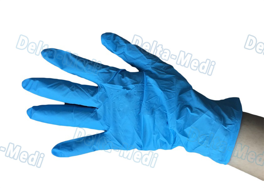 Harmless Disposable Medical Gloves , Blue Color Vinyl Exam Gloves With Good Feeling