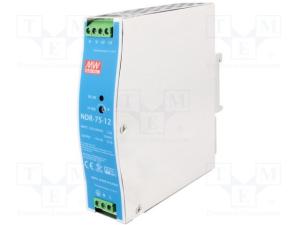 Quality MEAN WELL DIN Rail Power Supply NDR-75-12 75W 12VDC 6.3A AC/DC wholesale
