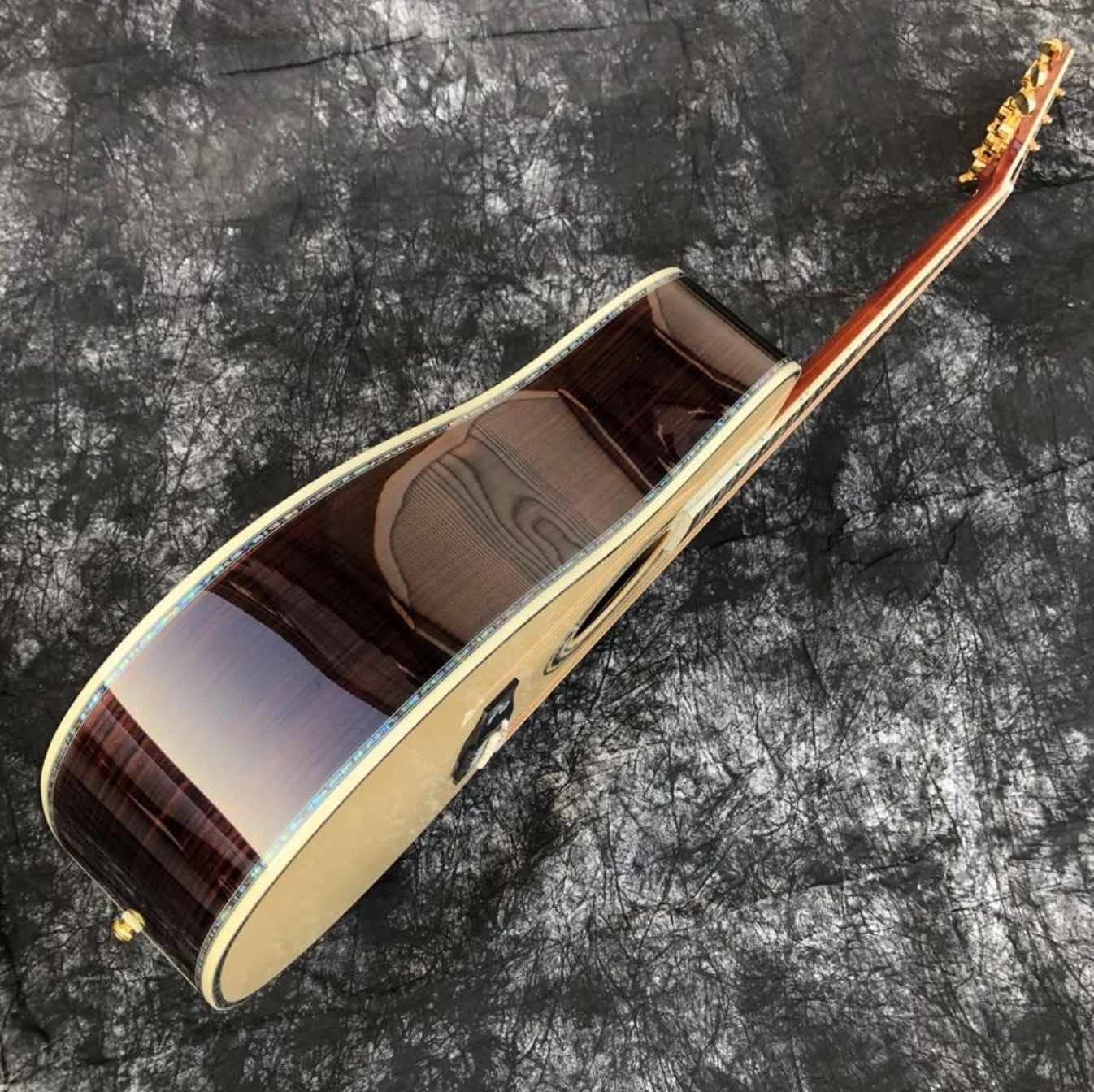 Custom AAAAA All Solid Wood Deluxe Abalone Inlay D100 Style Acoustic Guitar