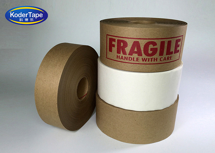 Logo Printed High Viscosity Kraft Packing Tape With Water Active For Crack Of Home Decoration