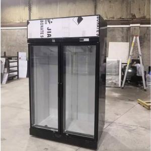 Quality SABER 1000L Two Upright Glass Door Fridge Embraco Compressor wholesale
