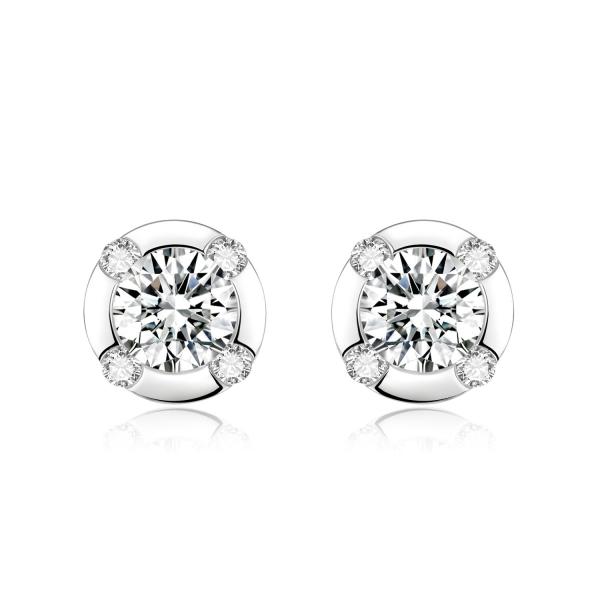 Special Design 18k Lab Grown Diamond Earrings Jewelry Durable style Round shape