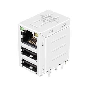 Quality LPJU5002BPNL-3 Magjack RJ45 DUAL USB 10/100 Base-T Tab Up Green/Yellow LED wholesale