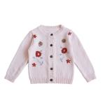 Simplee kids Baby Girl Thin Sweater Solid Cardigans with embroidery button down