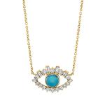 18K Gold Plated Baguette Cubic Zircon 925 Sterling Silver Women's Evil Eye