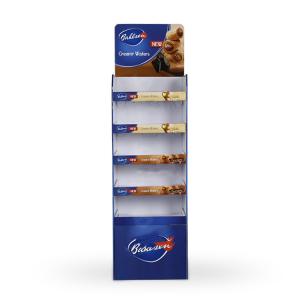 Quality cardboard pop up display stands 4 layers small cardboard displays biscuit chocolate cardboard floor display racks wholesale