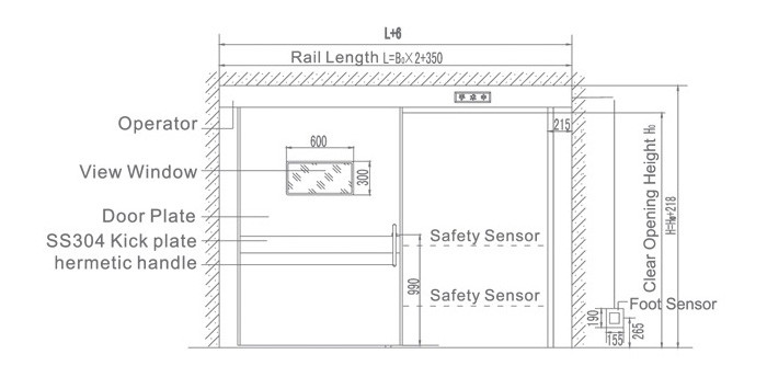 Hospital Stainless Steel Electric Sliding Door For Operating Room