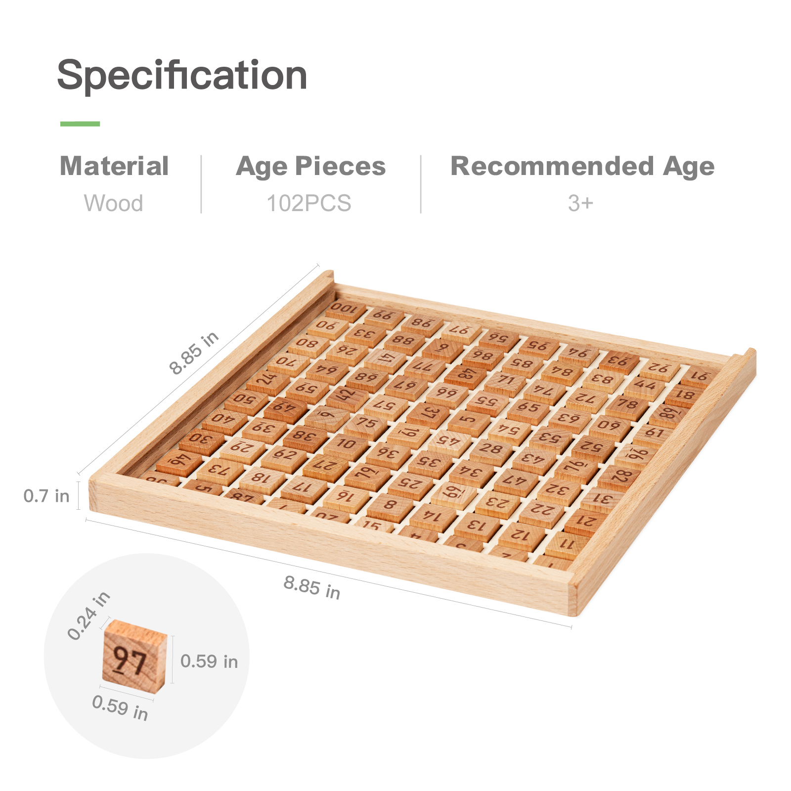 Montessori Educational Wooden Math Toy For Preschool Counting Number