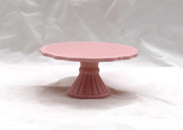 Pink Floral Cake Stand , Custom Size Ceramic Cake Holder For Gift Party /