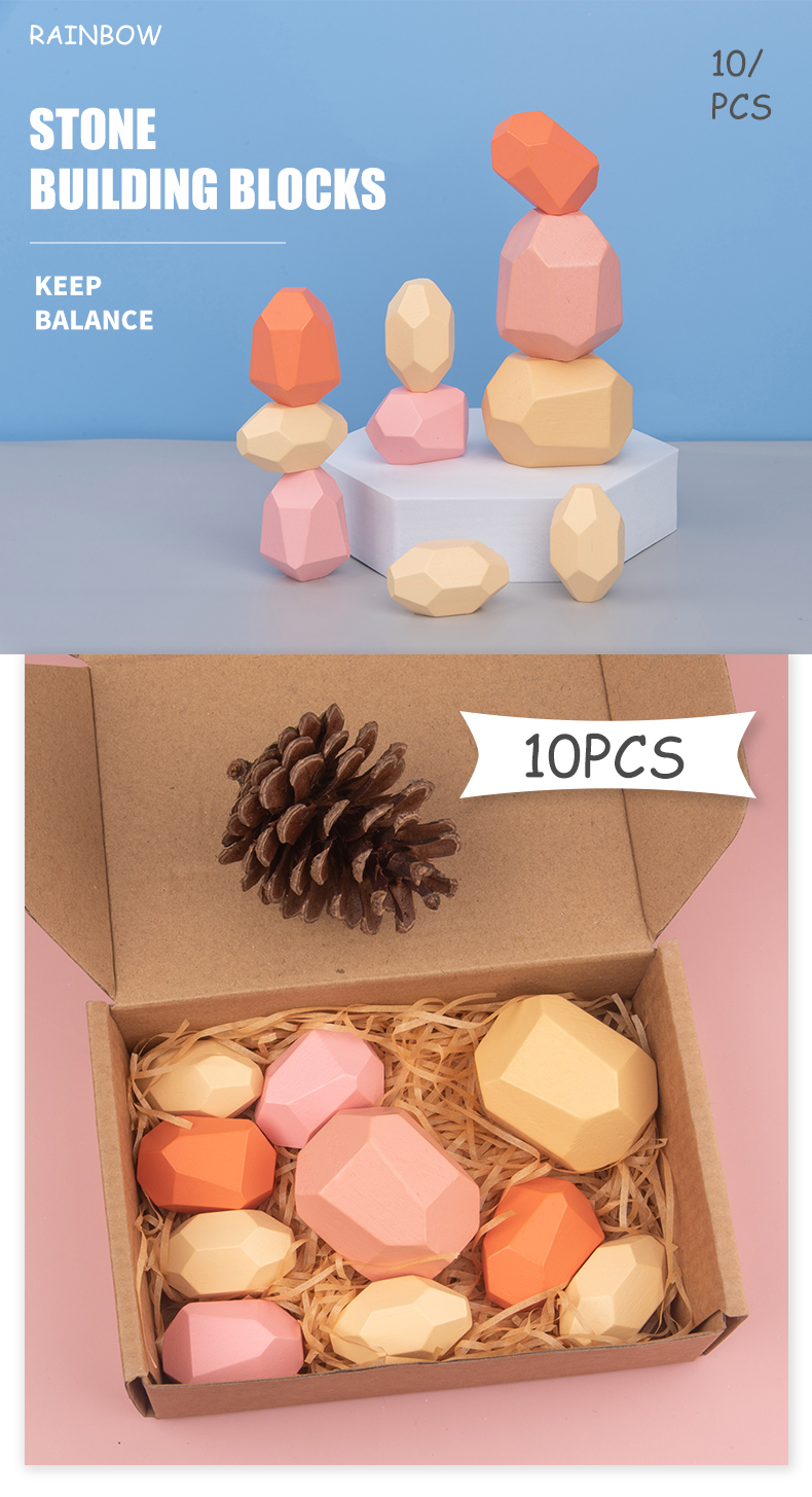 Jenga 14cm Rock Wooden Building Blocks Set Wooden Stacking Blocks Balancing Toy