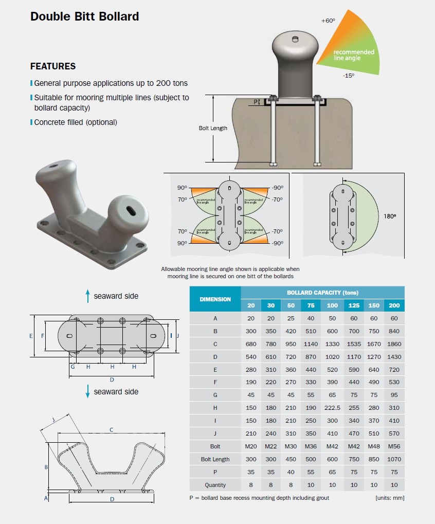 Casting Steel Ship Mooring Bollards 300 Ton Tee Bollard Corrosion Resistance For Vessels