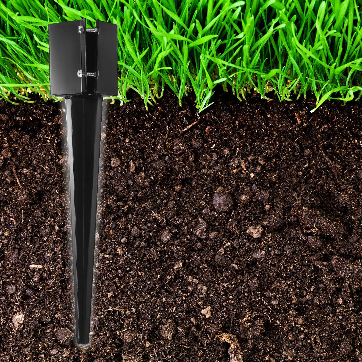 Triangle Bracket Heavy Duty Metal Black Powder Coated Fence Post Anchor for Versatile