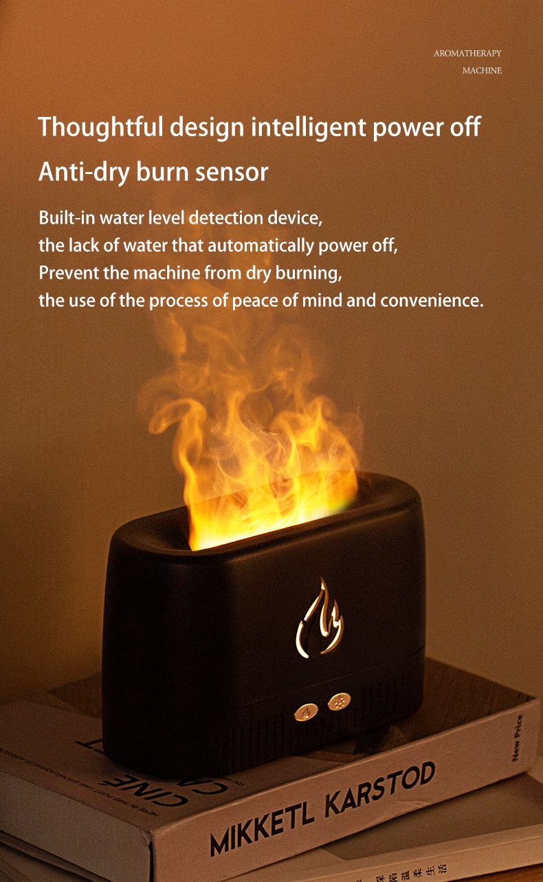 HOMEFISH 230ML Aromatherapy Ultrasonic Flame Aroma Diffuser With Warm Light