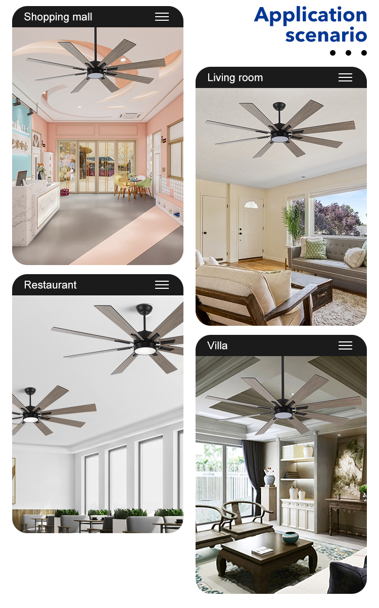 Commercial Household 60 Inch 72 Inch Pure Copper DC Motor Big Size Remote Control Led Ceiling Fan With Light