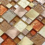 Gold leaf crystal glass mix metal mosaic perfect for wall decoration