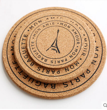 Eco Table Placemat Decor Cork Coaster with silkscreen printed logo