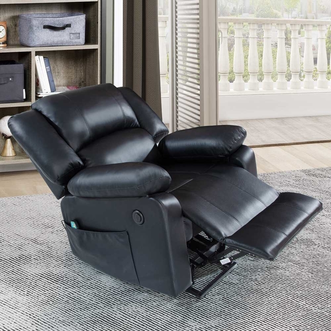 Power Lift Recliner Chair with Adjustable Massage Function & Heating System, Black Faux Leatherette