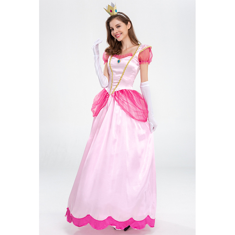 PERFORMANCE Cosplay Costume Halloween Rave Party Mario Princess Toadstool Peach Game