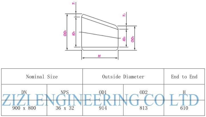 Welded Threaded Eccentric Reducer , 36 X 32 Sch10 A420 WPL3 Eccentric Pipe Fittings