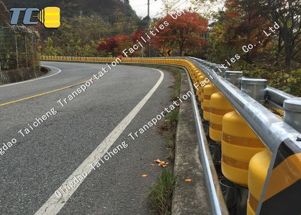 Orange Road Rotating Guardrail Anti Collision For Dangerous Road Sections