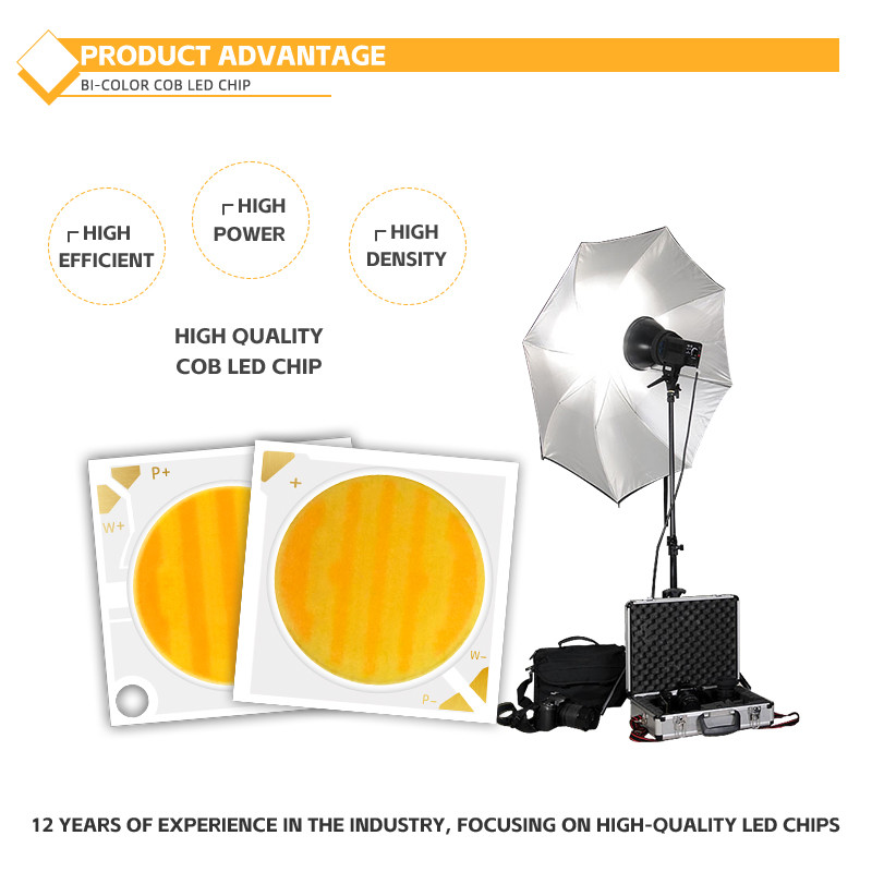 COB LED Chip 2800k / 6500k CCT High CRI RA95 COB LED Chips R21mm 40W+40W 100-110lm/w 1.1A 36-38V for Stage Lights