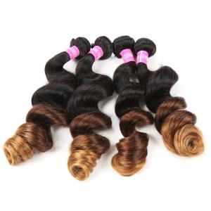 Quality Blonde 3 Tone Remy Ombre Hair Extensions Brazilian Hair Loose Wave 1b / 4 / 27 wholesale