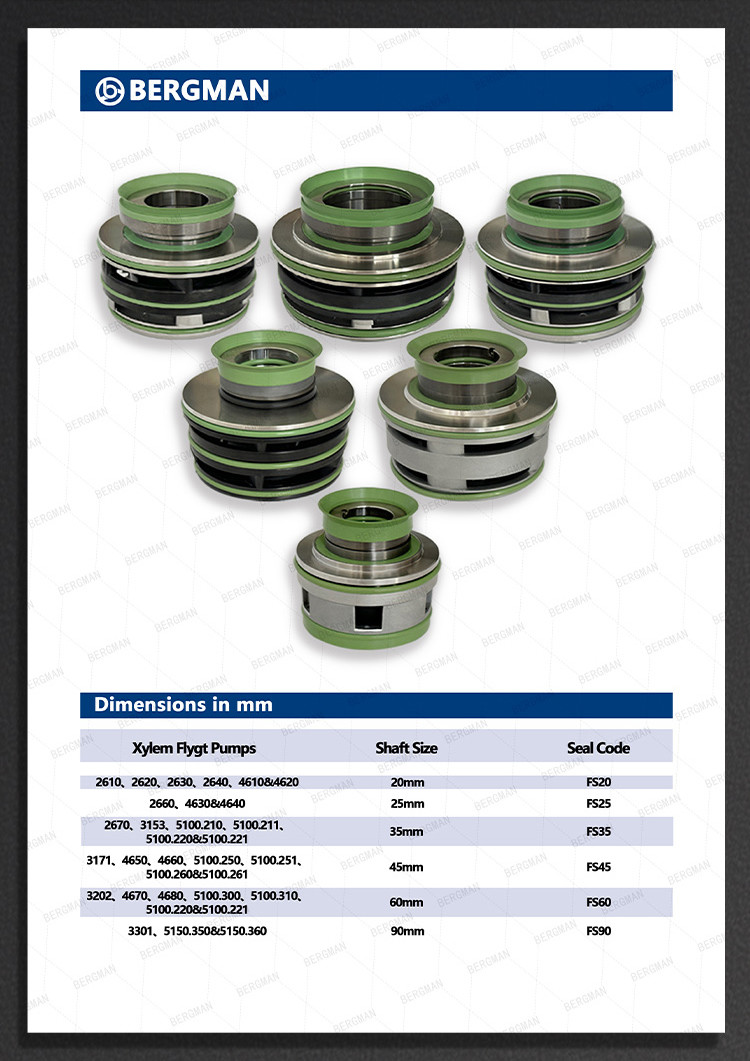 BERGMAN Replace Flygt Pump Seal FSU-90mm 3230 3305 3355 3231 3300 3356 Upper Sealing Mechanical Seal