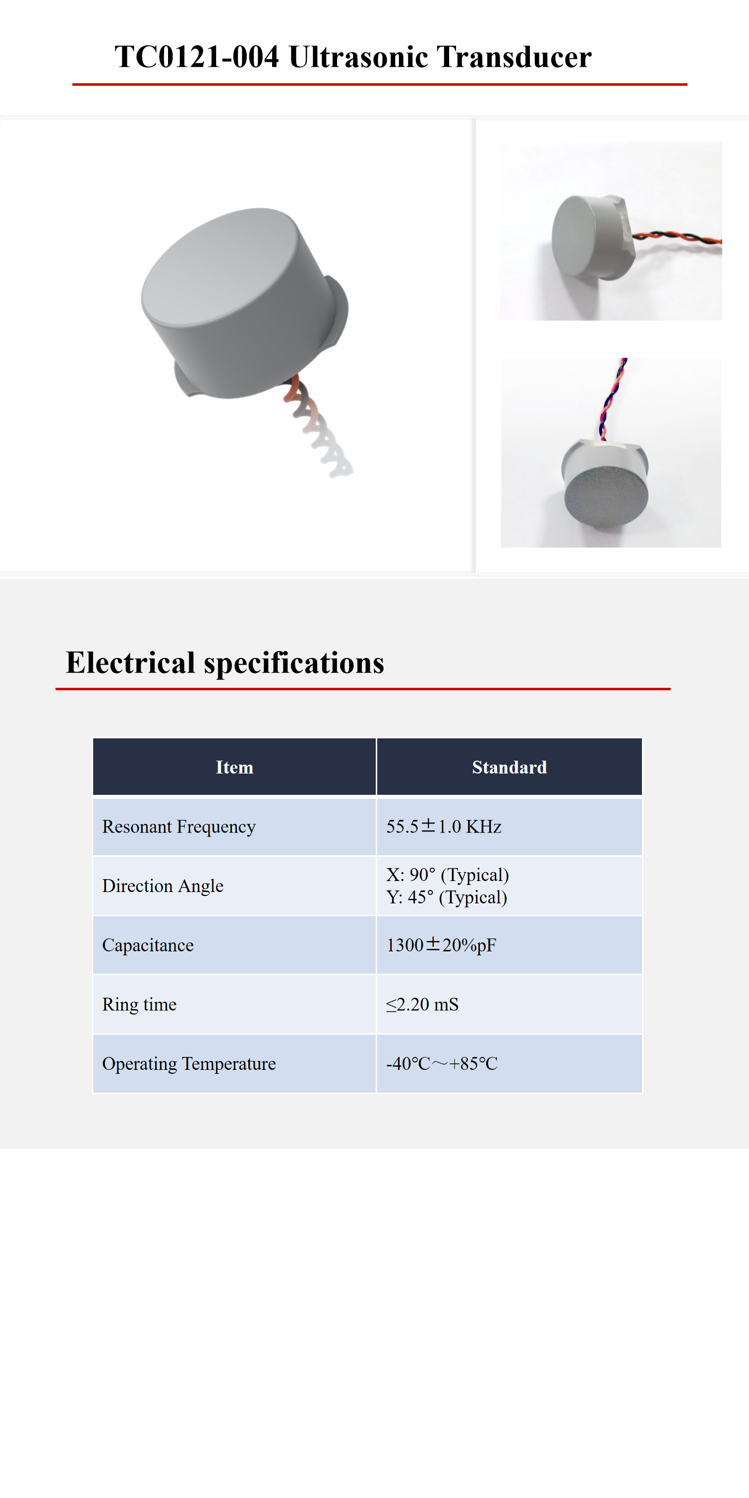 Car Front And Rear Parking Distance Sensor Piezoelectric Transducer Ultrasound