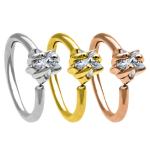 4mm Zircon Gem Nose Piercing Jewellery 18G Silver Star Septum Ring
