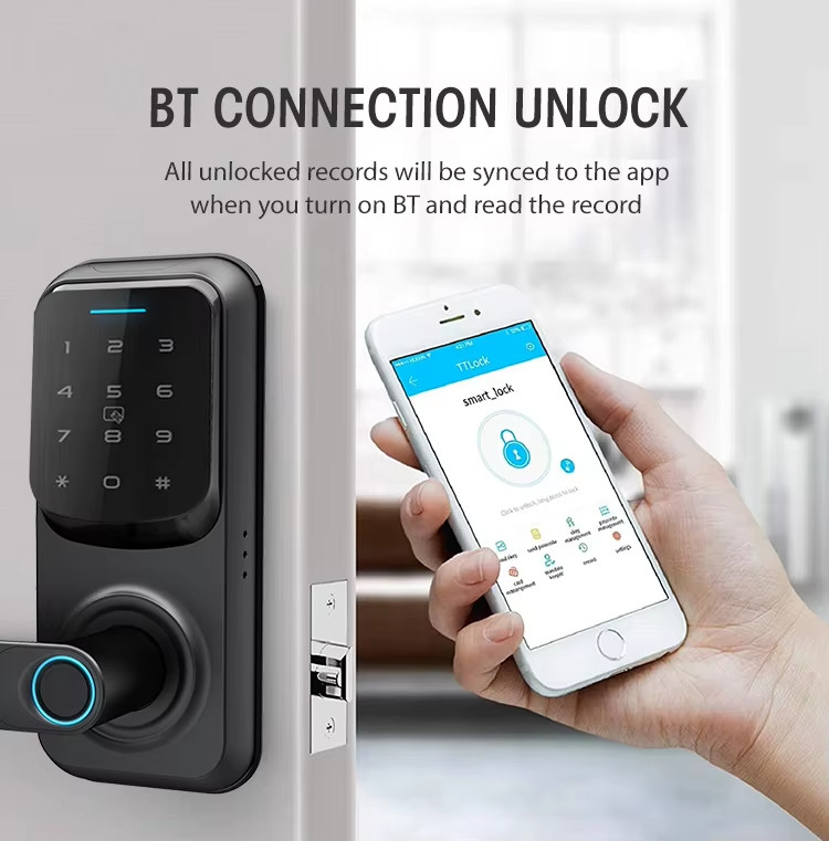 Aluminum Alloy Biometric Access Door Lock Security Smart Bathroom Lock 178*65*26mm