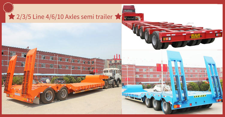 Semi-Trailer 150ton Heavy Duty 4 Line 8 Axle Low Bed Trailer with 32 Tyres and Gooseneck