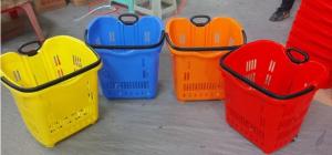 Quality Single Aluminum Alloy Pulling Rod Rolling Shopping Basket With Wheels wholesale