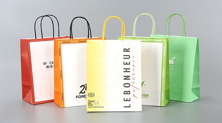 Custom Printed Kraft Paper Take Away Food Packaging Bags for Industrial at Reasonable