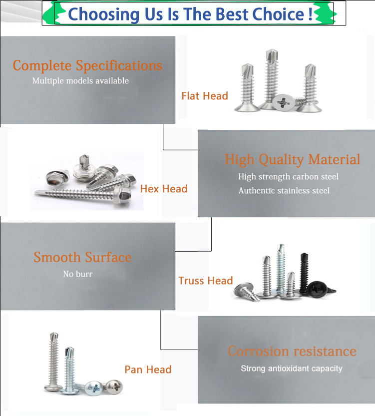 Self-Drilling Screws for Roofing Metric M3 M4 M6 Sizes CSK Head Stainless Steel SS304