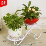 White 2 Tier Flower Cart Plant Stand , 45cm Width Plant Cart Indoor