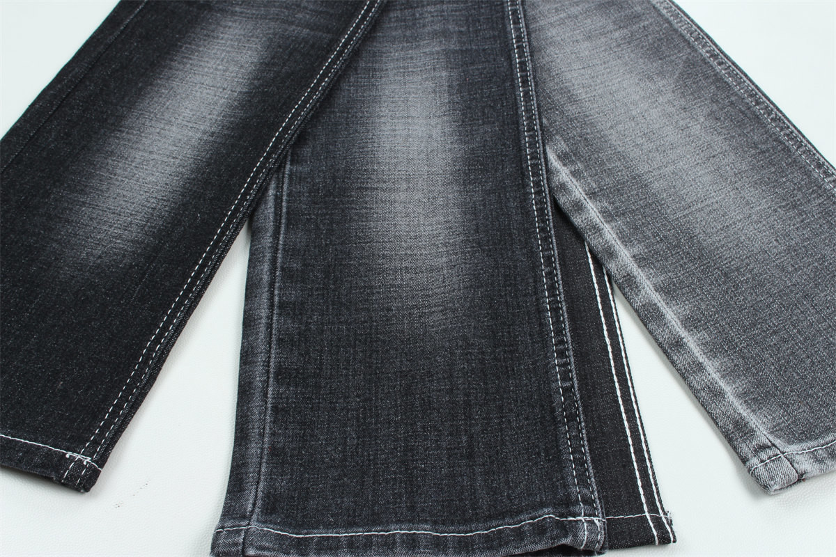 190 Cm Ring Slub Sulfur Black Stretch Denim Fabric For Men Jeans