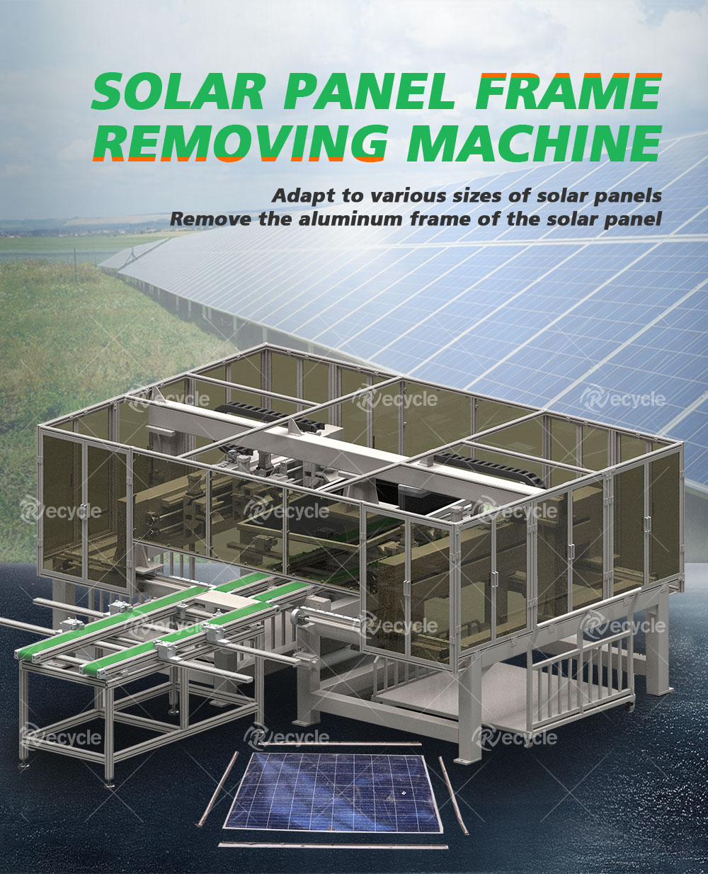 Professional Solar Panel Aluminum Frame Dismantling Machine with 5.5KW Motor Power