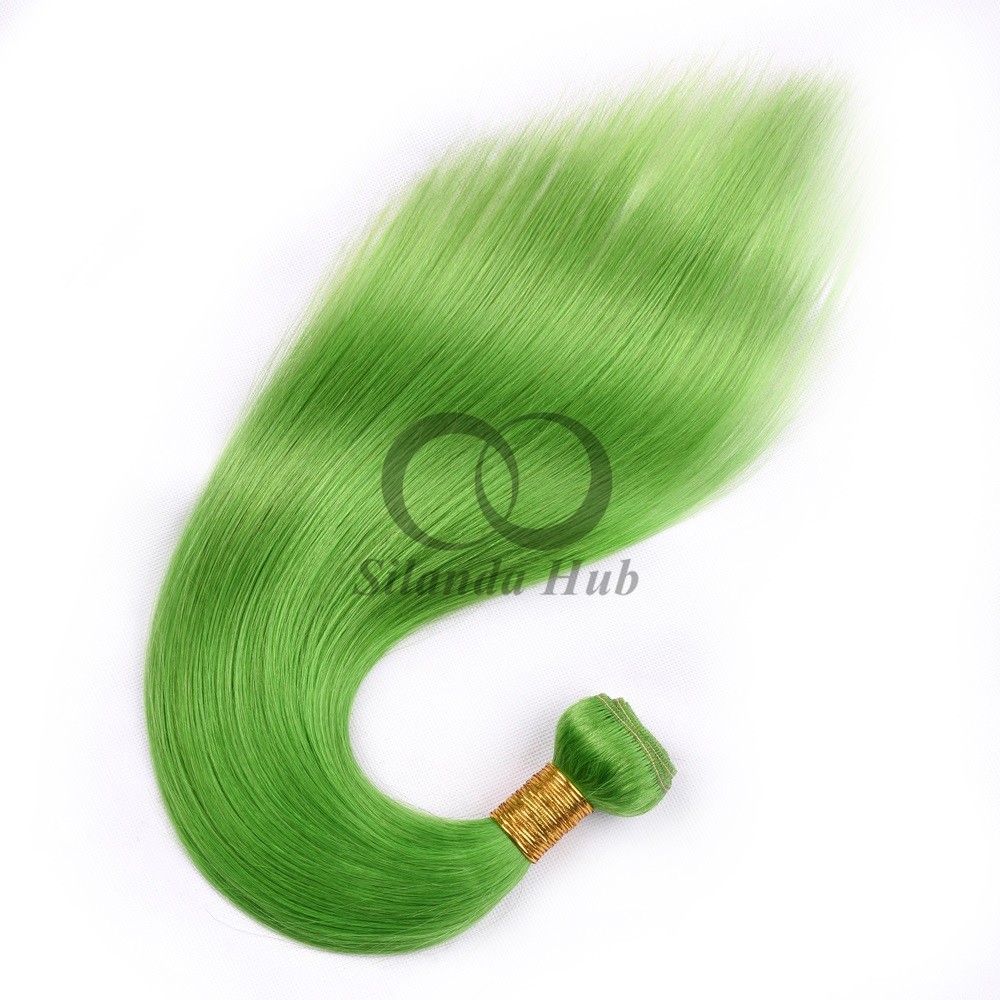 Green Straight Remy Human Hair Bundles Sew In Weave Bundles Brazilian Bundle Deals