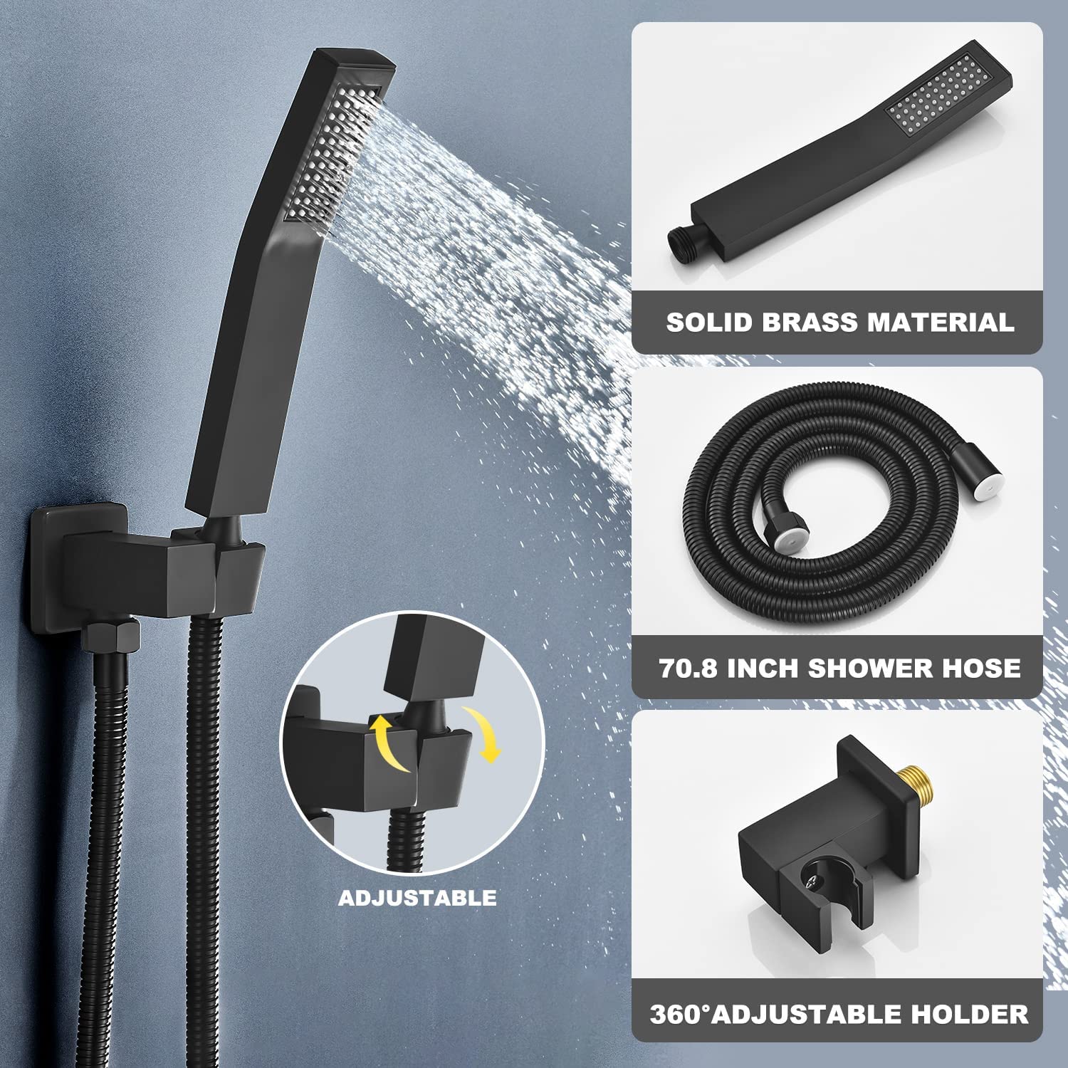 Bathroom shower mixer 360 degrees rotating thermostatic waterfall rainfall ceiling water saving shower mixer head