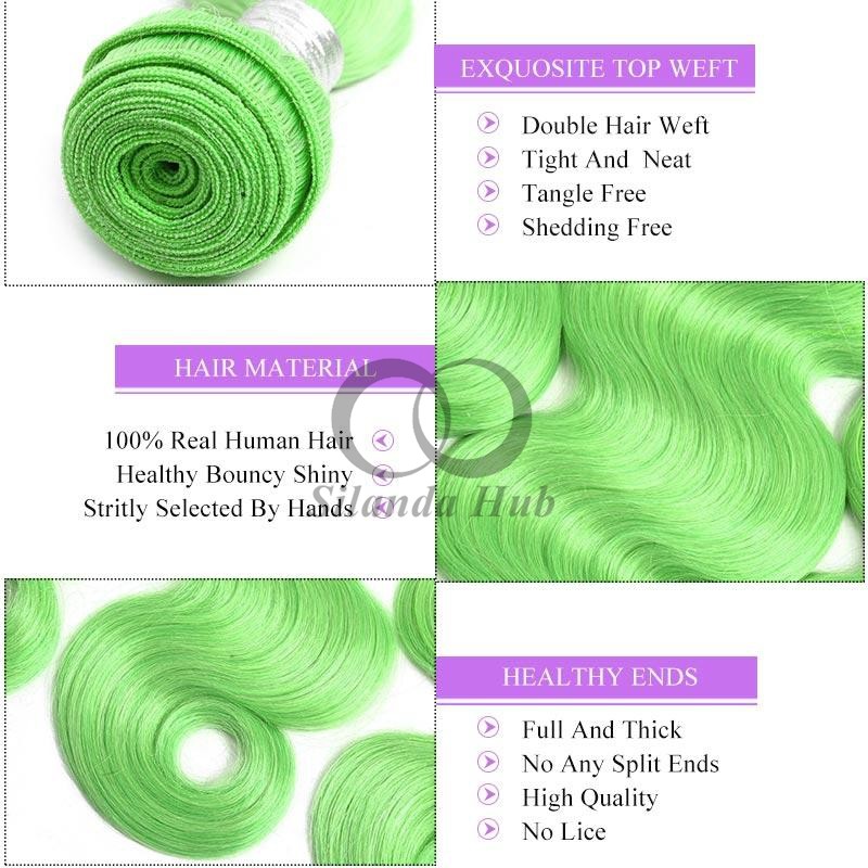 Green Body Wave Remy Human Hair Bundles Sew In Weave Bundles Brazilian Bundle Deals