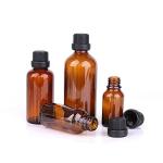 Senior PAK OEM/ODM Acceptable Amber Glass Essential Oil Bottle with Plastic Lid