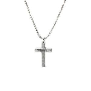 Quality Stainless steel white gold cross pendant necklace with fresh diamond arrangement and full diamond cross necklace wholesale