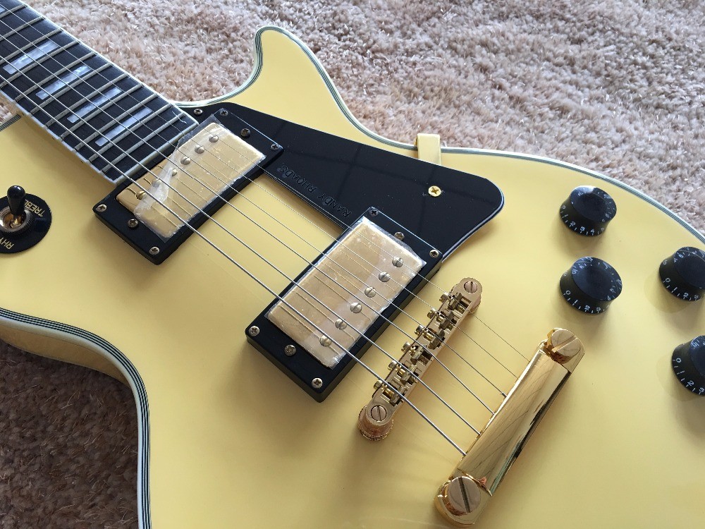 Custom guitar shop lp electric guitar Cream color 7 ply binding Ebony fingerboard Golden hardwares Grover tuner Randy Rh