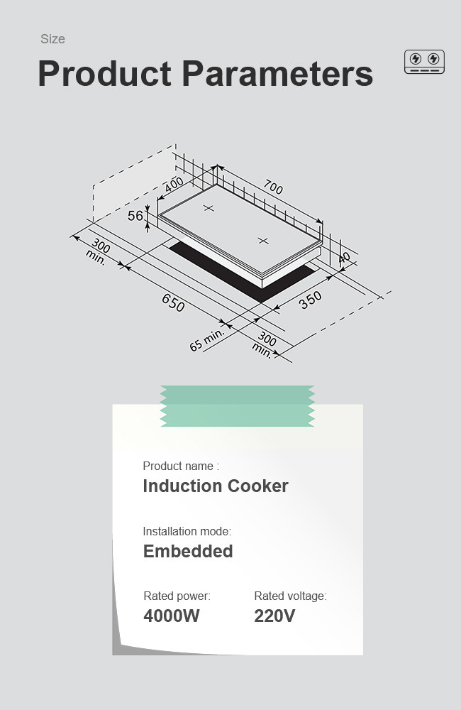 Stainless Steel Multi Zone Induction Hob , Electric Induction Stove 220V